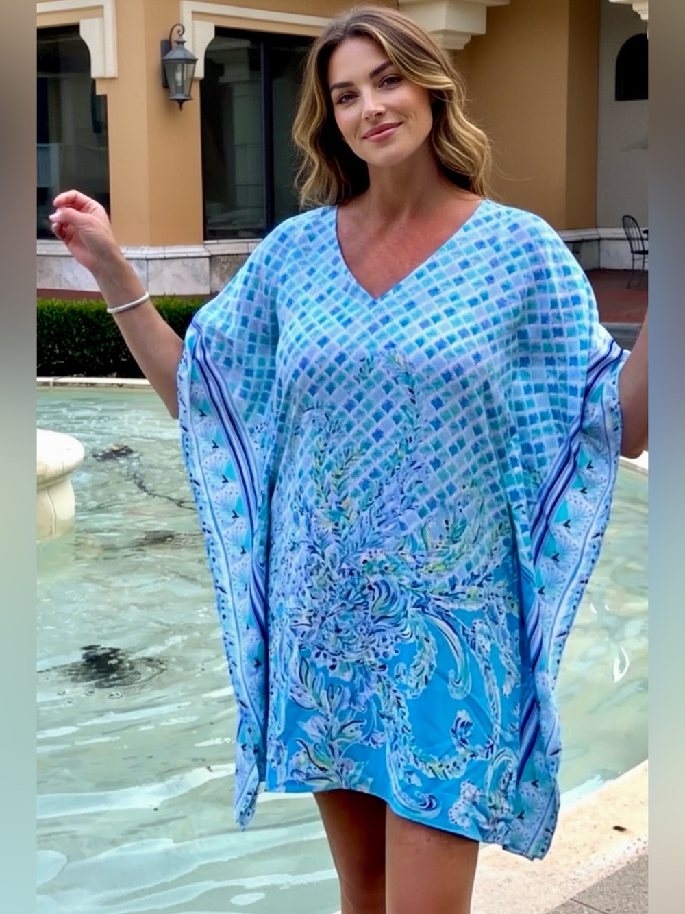 Lilly Pulitzer NWT Lindamarie Silk Caftan Dress Scuba Doo $258 Size XXS/XS